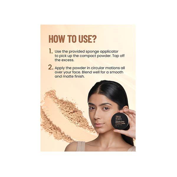 Swiss Beauty Everyday Matte Compact with SPF 10-Ivory 9 gm - Compact Powder