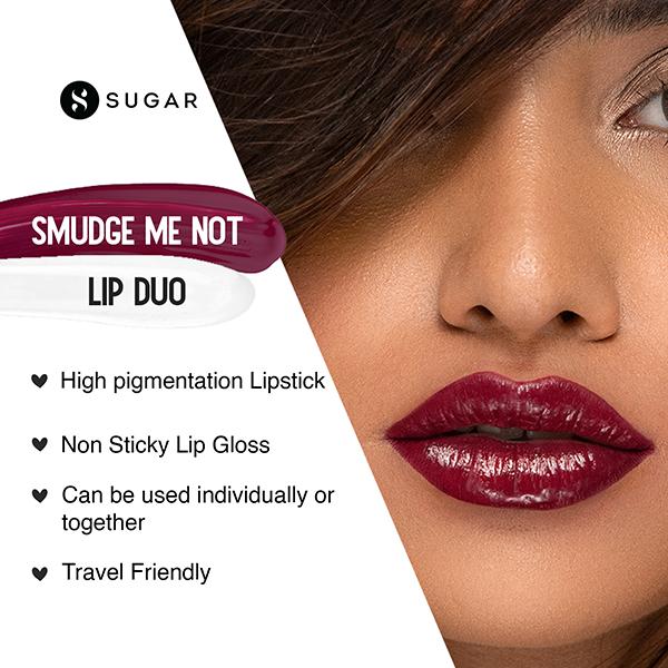 SUGAR Cosmetics Smudge Me Not Lip Duo - 17 Fiery Berry (Marsala) 3.5 gm - Lipsticks