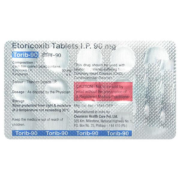 TORIB 90 Tablet 15's - Pain relief-Nsa
