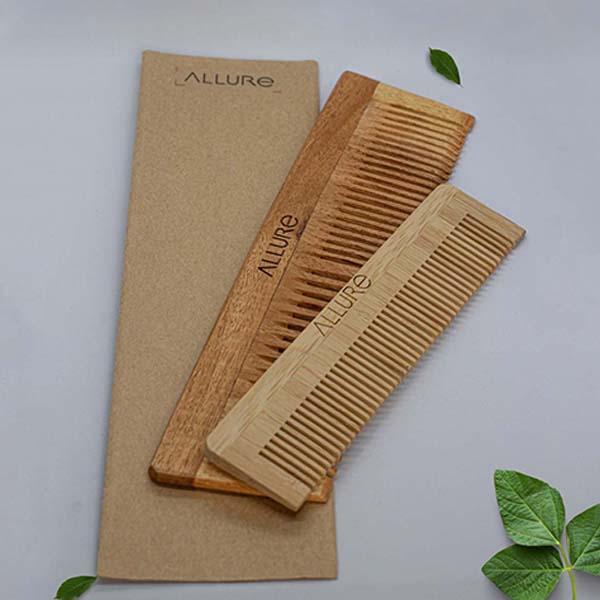 Allure Wooden Neem Comb (CB-01+CR-01) 1's - Hair Combs