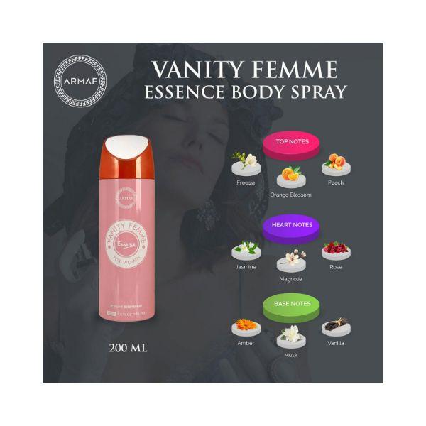 Armaf Vanity Femme Essence Perfume Body Spray for Women 200 ml - Women Deodorants/Roll-Ons