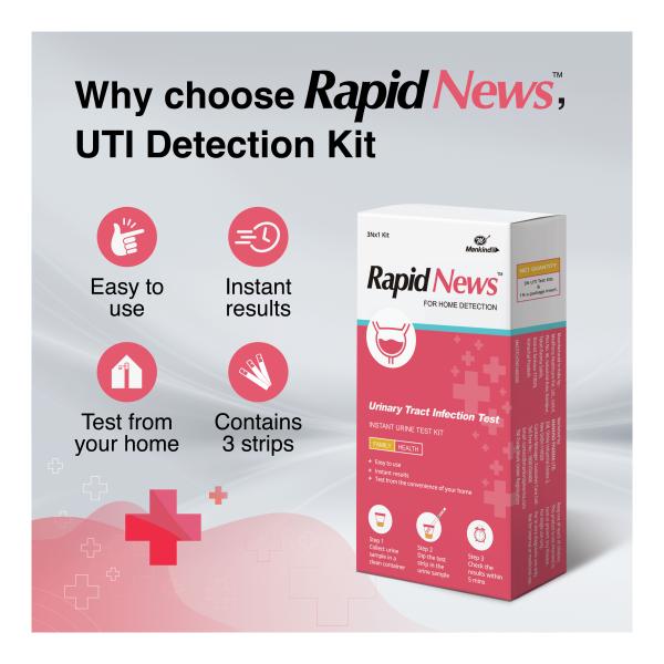 Rapid News Urinary Tract Infection Instant Urine Test Kit 3's - Test Strips & Lancets