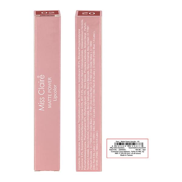 Miss Claire Matte Power Lipcolor - 02 Dusty Rose 3gm - Lipsticks