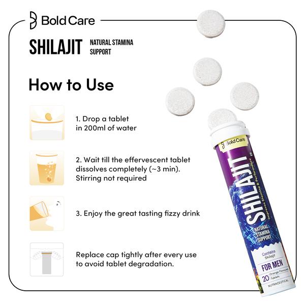 Bold Care Shilajit Natural Stamina Support Effervescent Tablet - Orange Flavour 20's - Other Supplements