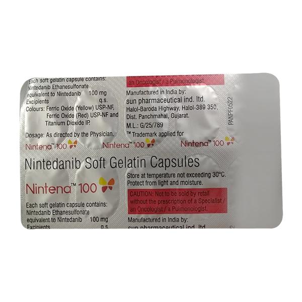 NINTENA 100 Soft Gelatin Capsule 10's - Idiopathic Pulmonary Fibrosis