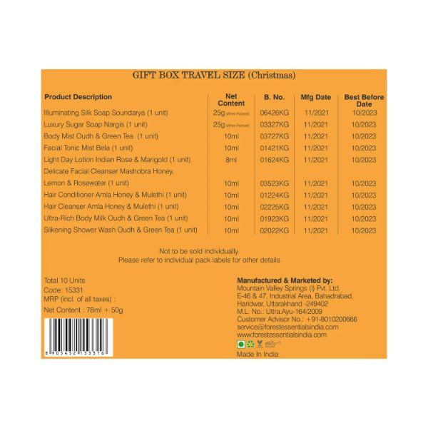 Forest Essentials Luxurious gift Box Travel Assortment 10 Piece Kit 130ml - Facial Kits