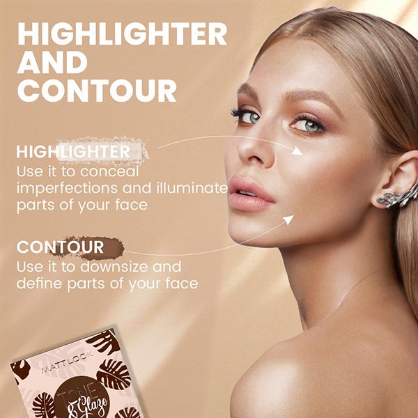 Matt Look Tone & Glaze Sculpting Face Palette for Makeup with Blushes, Highlighters & Contour, Pro Sculpt-02 18.92 gm - Contour