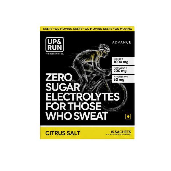 Netmeds | UP&RUN Advance Zero Sugar Electrolytes Sachets - Citrus Salt 15's