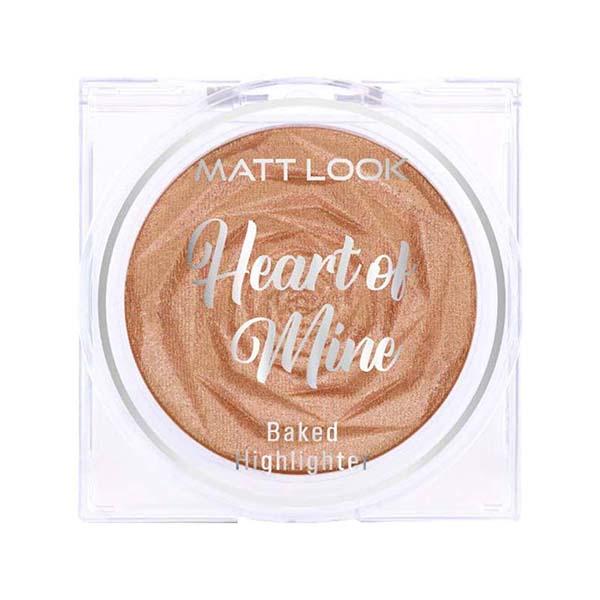 Netmeds | Matt Look Heart of Mine Baked Highlighter, Natural Luminous Glow, Blend Seamlessly, Ultra Pearlized Pigments, Suitable for All Skin Types, So Hollywood 8 gm