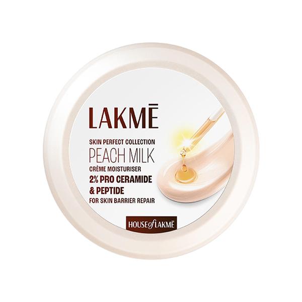 Netmeds | Lakme Peach Creme Moisturiser, Ceramide & Peptide, Skin Barrier Repair & Hydrated Glow 100 gm