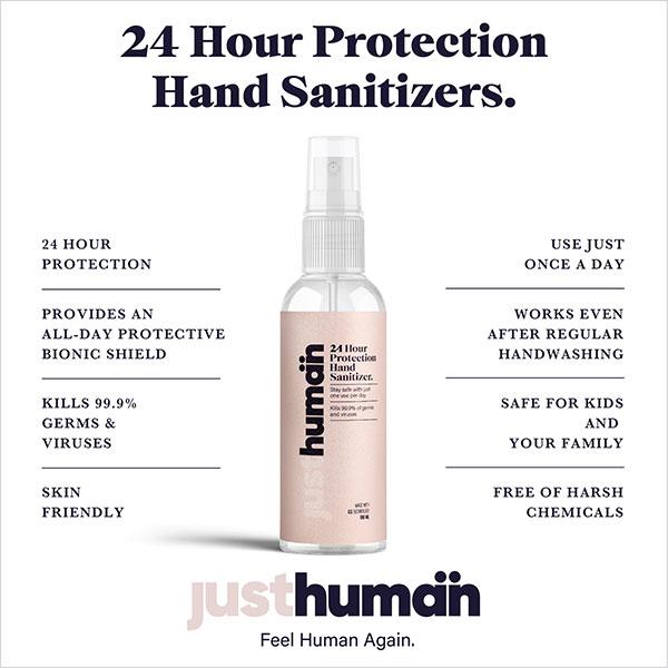 Just Human 24 Hour Protection Hand Sanitizer (Pack of 2 x 50 ml) - Hand Sanitizer