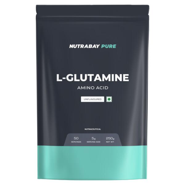 Netmeds | Nutrabay Pure 100% L-Glutamine Amino Acid - Unflavoured 250 gm