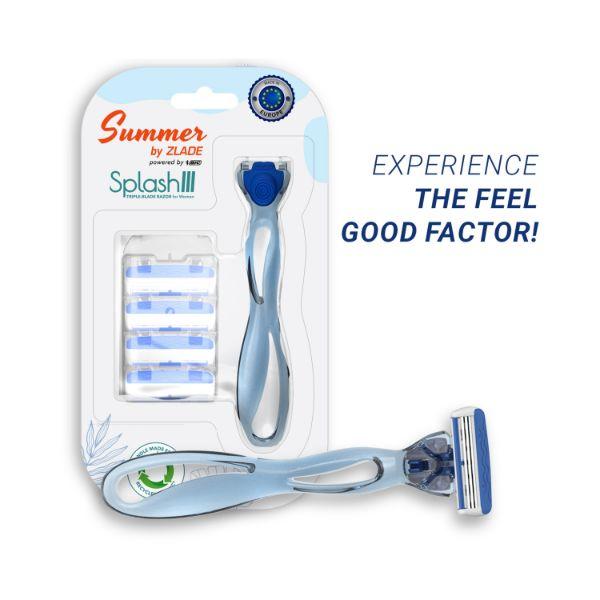 Summer By Zlade Splash III Triple-Blade Hair Removal Razor For Women - 1 Handle + 4 Cartridges 1s - Shaving & Hair Removal