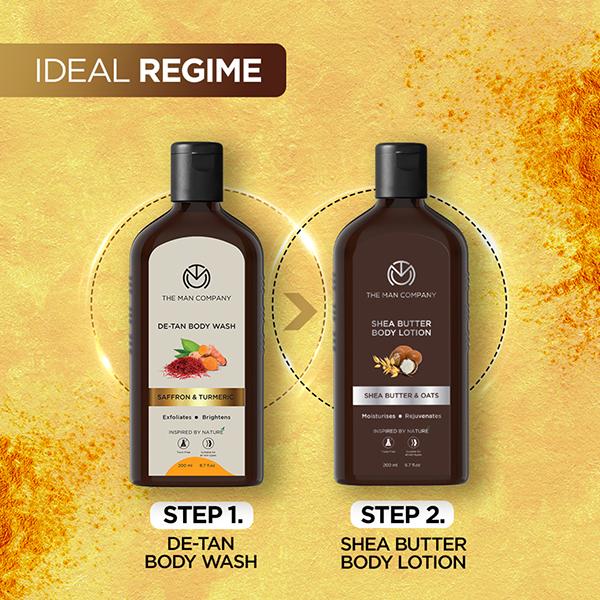 The Man Company De-tan Body Wash With Saffron- Turmeric & Walnut for Skin Brightening 200 ml - Shower Gels & Body Wash