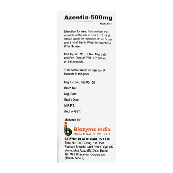 AZENTIA 500mg Injection 1's - Bacterial Infections-OBL