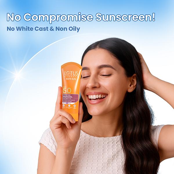 Lotus Herbals Safe Sun Uv Screen Mattegel Pa+++ Spf-50 50 Gm - Face Sunscreen