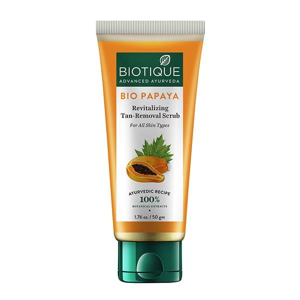Netmeds | Biotique Papaya Tan Removal Brightening and Revitalizing Face Scrub -for All Skin Types 50gm
