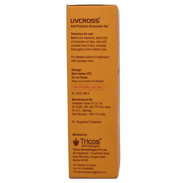 UVCROSS SPF 50+ PA++++ Sunscreen Gel 50gm - Sunscreen Preparations-Emo
