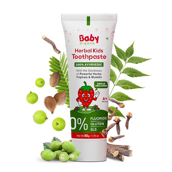 Netmeds | Baby Organo Ayurvedic Herbal Kids Toothpaste - Strawberry 50 gm