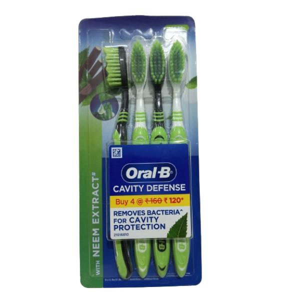 Netmeds | Oral-B Cavity Defense with Neem Extract Toothbrush 4's