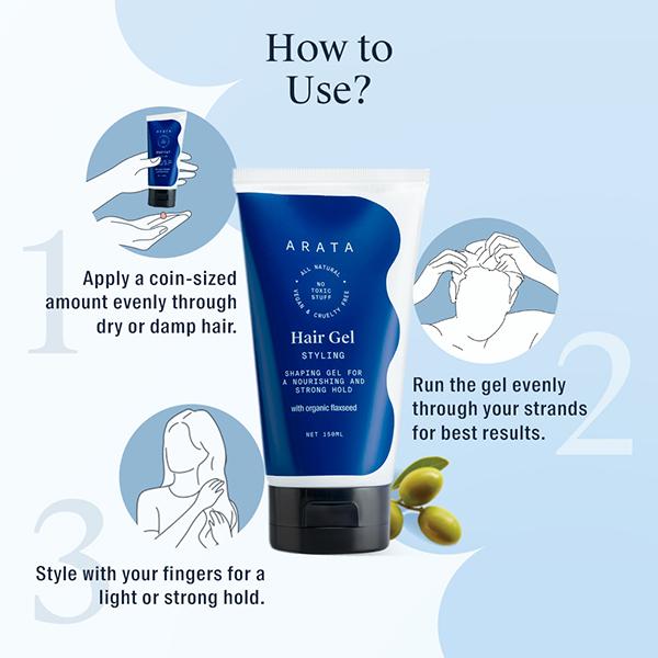 Arata Natural Hair Gel for Styling, Shaping and Strong Hold 150ml - Hair Gels & Waxes