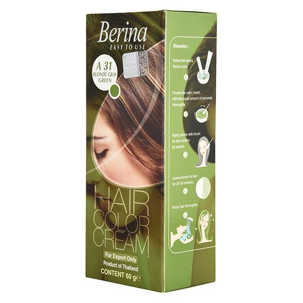 Berina A31 Blonde Gray Green Hair Color Cream 60 gm