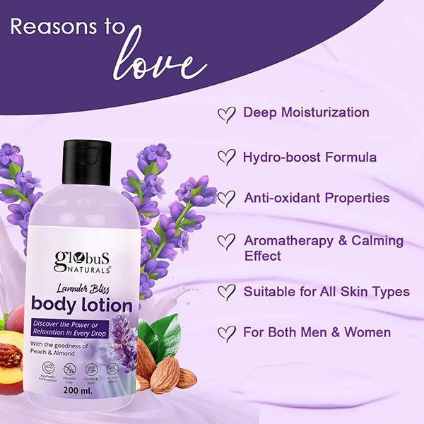 Globus Naturals Lavender Bliss Body Lotion, 200ml each 3's - Creams, Lotions & Oils