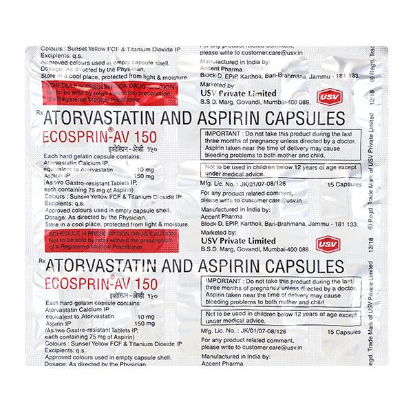 Ecosprin AV 150mg Capsule 15'S - Blood Clot-Ant