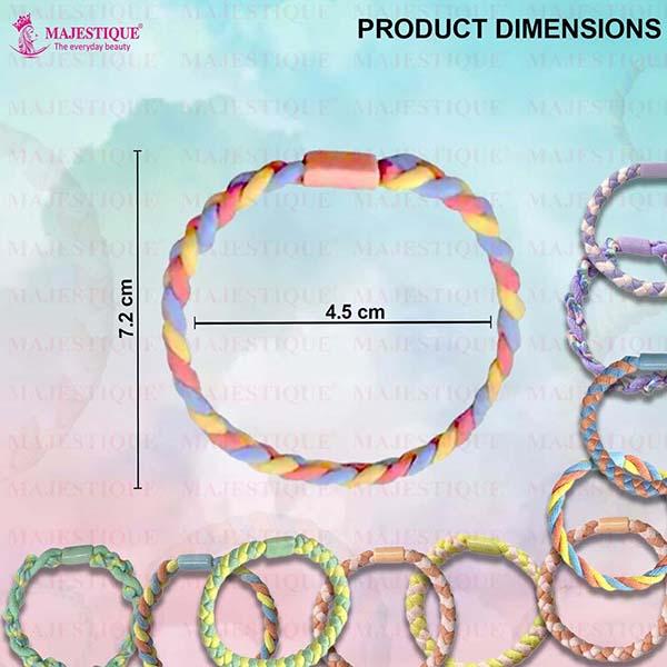 Majestique Printed Stretchable Braided Hair Tie Rubber Bands Ponytail Holder Scrunchies 12's - Hair Clips/Bands