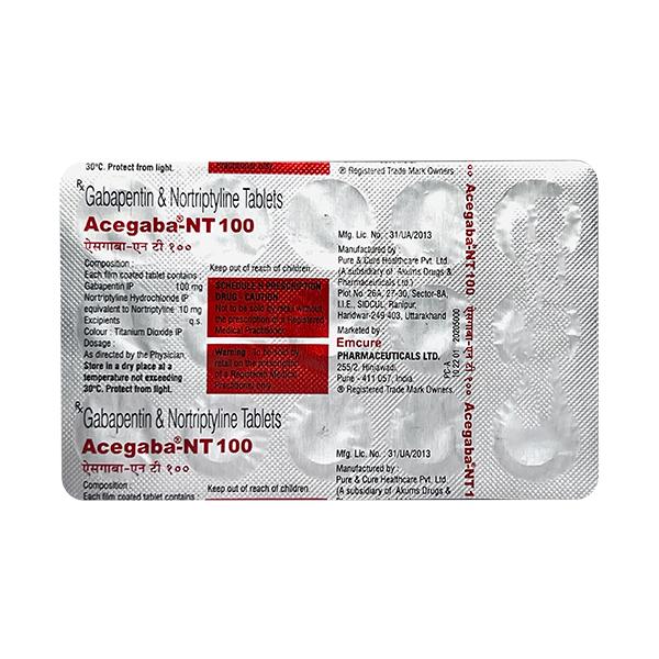 ACEGABA NT 100 Tablet 15's - Neuropathic Pain-Dru
