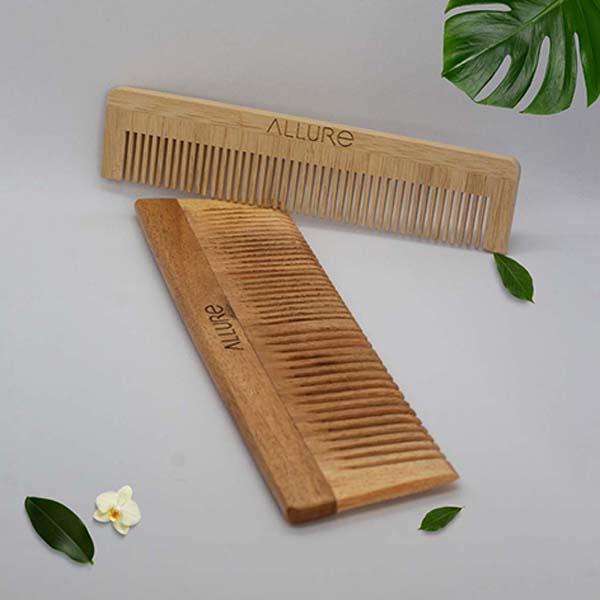 Allure Wooden Neem Comb (CB-01+CR-01) 1's - Hair Combs