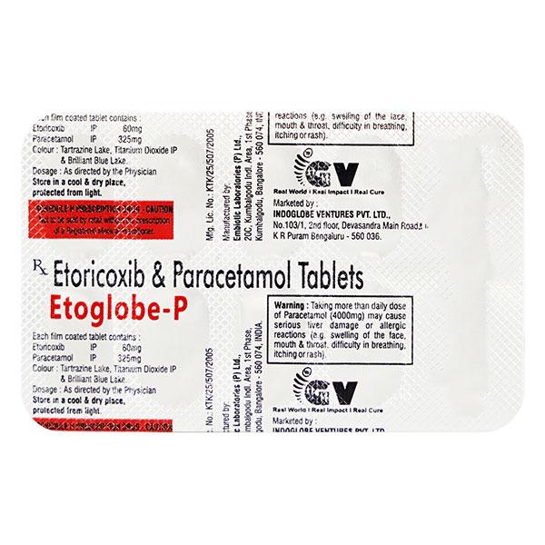 ETOGLOBE P Tablet 10's - Pain relief-Ano
