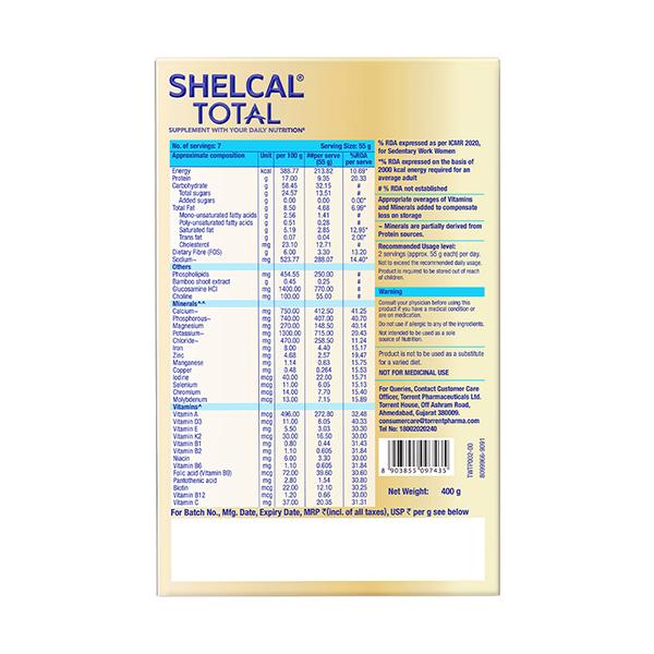 SHELCAL TOTAL NO ADDED SUGAR VANILLA FLAVOUR Powder 400g - Multi-Vitamins