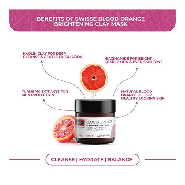 Swisse Skincare Blood Orange Brightening Clay Mask 70 gm - Masks & Peels
