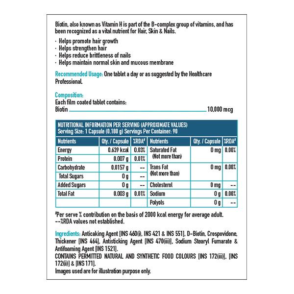 HealthKart HK Vitals Biotin Tablet 90's - Hair & Skin