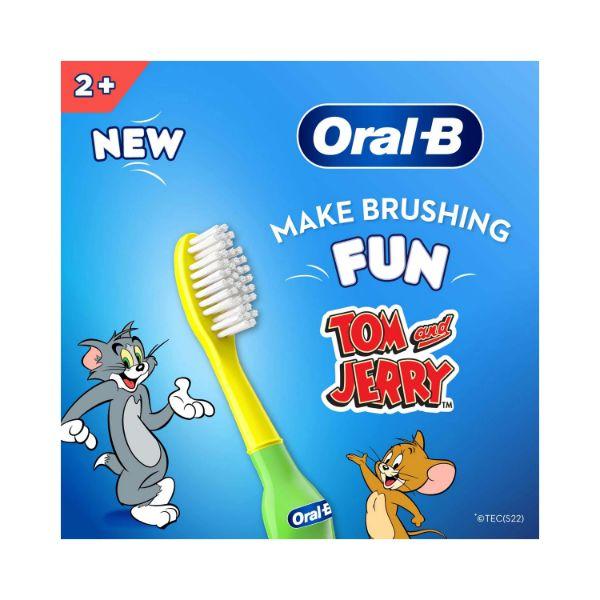 Oral B Kids Toothbrush, Tom & Jerry, Extra soft bristles and easy to hold handle (Age 2+) 2's - Toothbrushes
