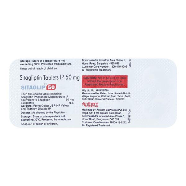 SITAGLIP 50 Tablet 10's - Diabetes-Ant