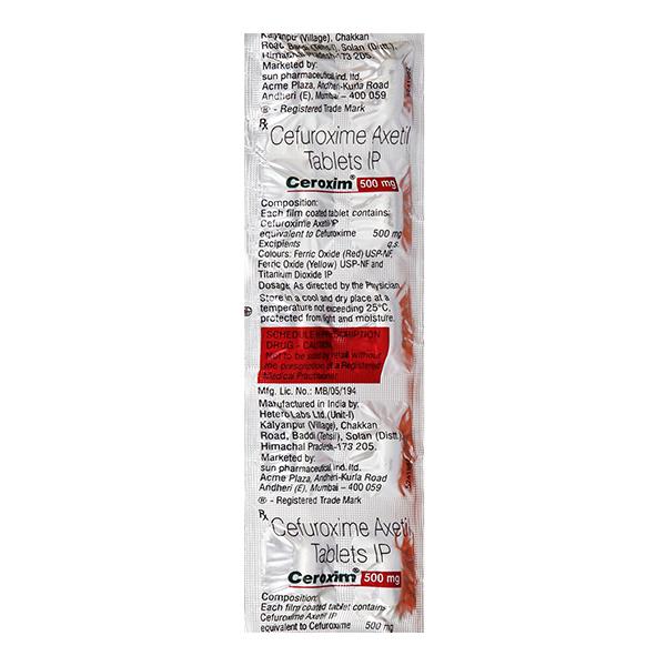 Ceroxim 500mg Tablet 10'S - Bacterial Infections-Cep