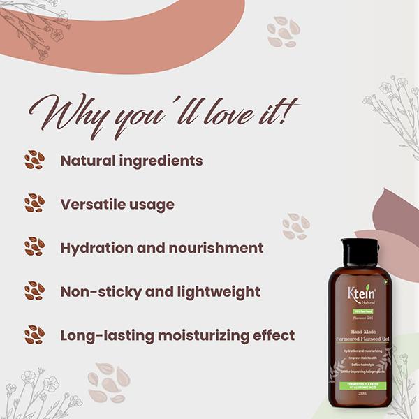 Ktein Natural 100% Plant Based Fermented Flaxseed Gel 200 ml - Hair Gels & Waxes