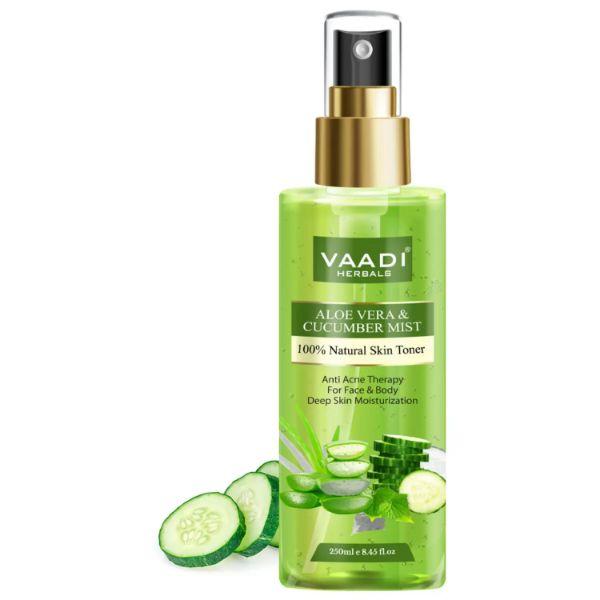 Vaadi Herbals Aloe Vera & Cucumber Mist - 100% Natural Skin Toner 250 ml - Toners