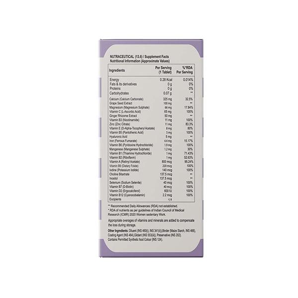 Aesthetic Nutrition Multivitamin Her With Grape Seed, Ginger Extract, Hyaluronic Acid, Vitamin B3, And B12 60 Tablets 1's - Multi-Vitamins