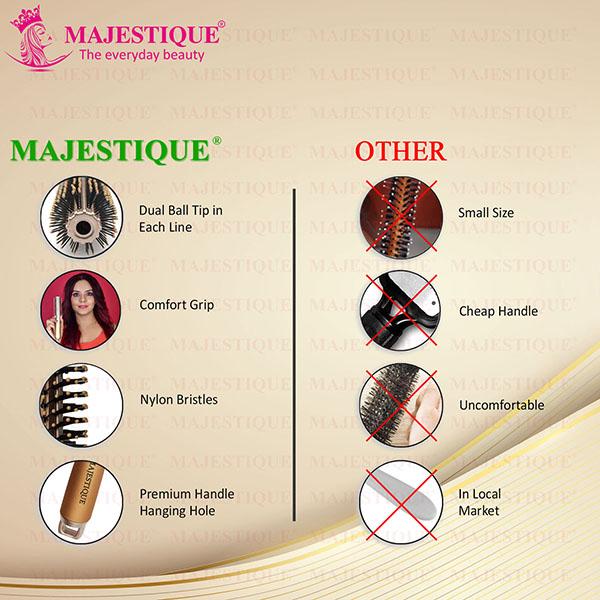 Majestique Golden Series Round Hair Brush for Blow Drying HR103 Nylon Bristles 1's - Hair Brushes