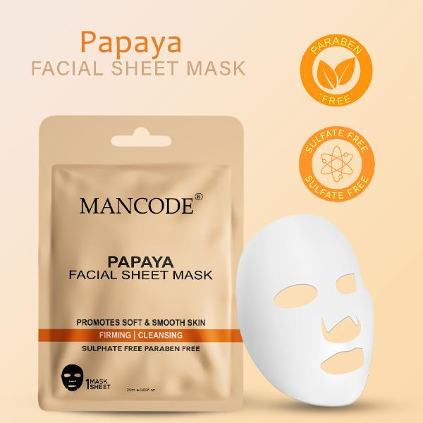 Mancode Papaya Facial Sheet Mask For All Skin Types 25 gm - Face Mask