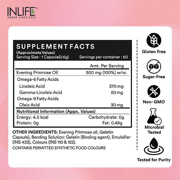 INLIFE Evening Primrose Oil 500 mg Capsules 60's - Women Health