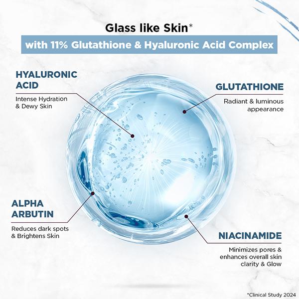 Streax Hydrate & Shine Face Serum 10% Hyaluronic Acid serum for face & Glutathione Complex 30 ml - Face Moisturizers