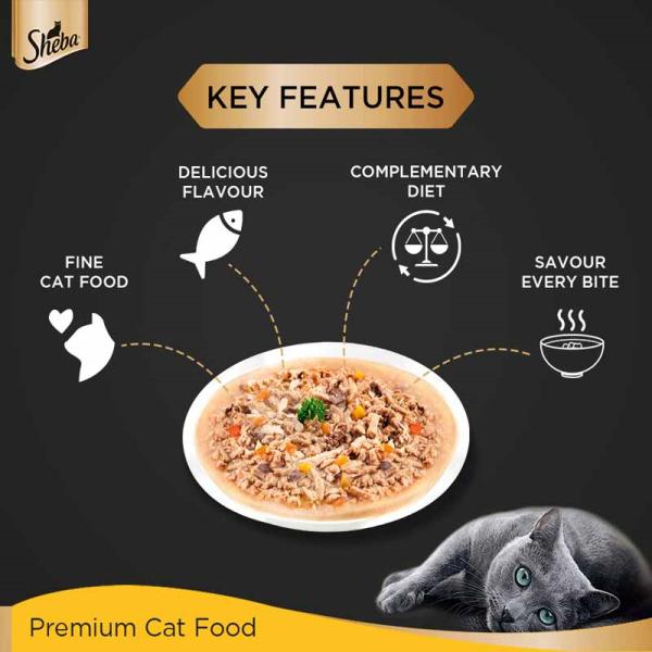 Sheba Fine Food for Cats - Tuna Pumpkin & Carrot in Gravy (Pack of 70 gm x 24) 1's - Petfood