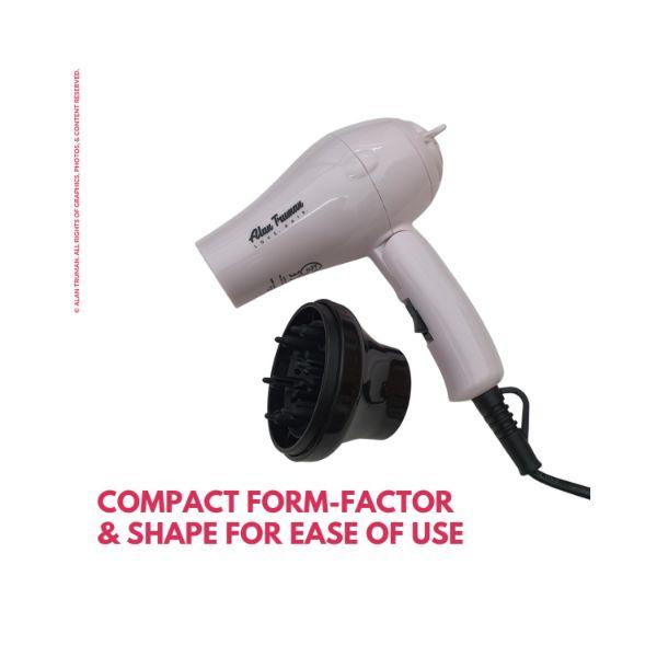Alan Truman Mini Dryer - 1000 Watts Dc Motor Hair Dryer - Pink Blush 1's - Hair Dryers