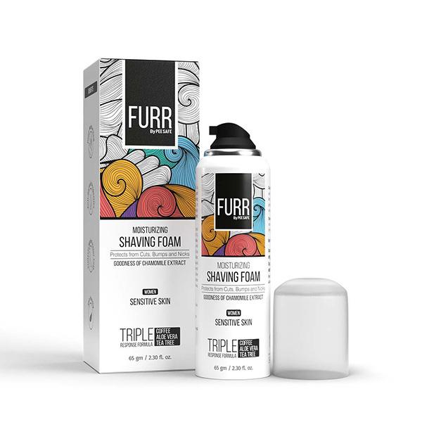 Netmeds | FURR By Pee Safe Moisturizing Shaving Foam for Women For Sensitive Skin With Anti Bacterial Properties Enriched with Aloe vera, Vitamin E and Tea Tree Oil 65 gm