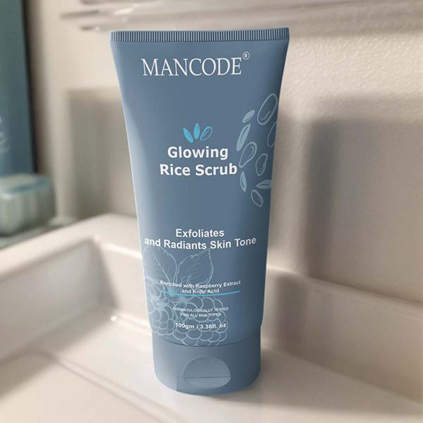 Mancode Glowing Rice Face Scrub For Exfoliates And Radiants Skin Tone 100 gm - Scrubs & Exfoliants
