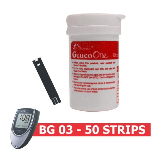 Dr.Morepen GlucoOne Blood Glucose Test Strips (Pack of 50's) (BG03) - Blood Glucose Monitors/Strips